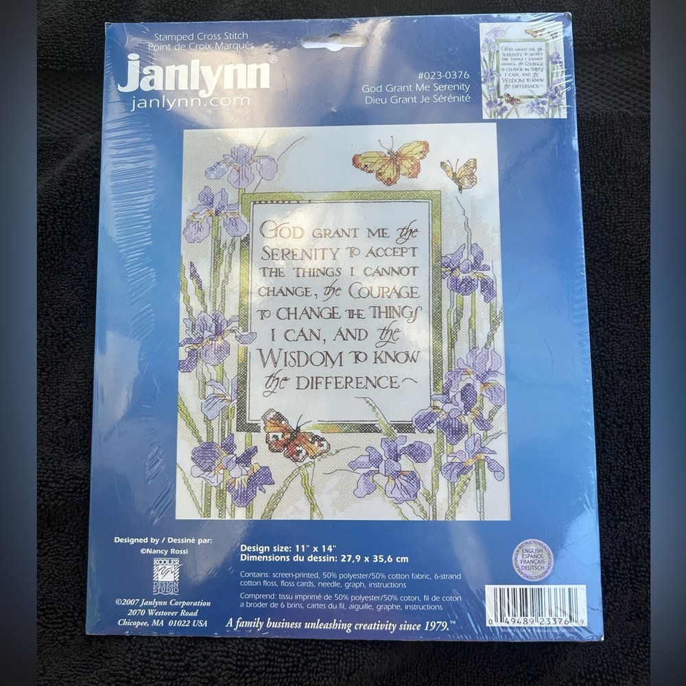 Stamped Cross Stitch Kit God Grant Me The Senerity